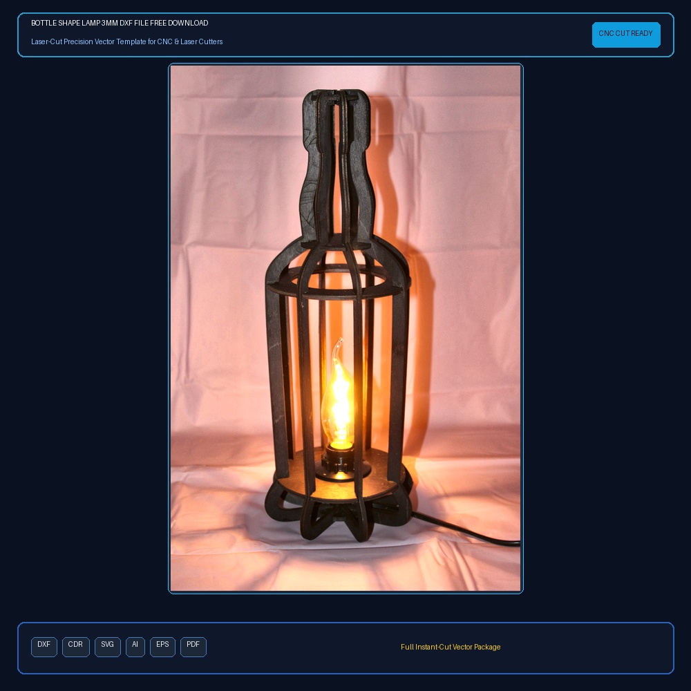 Bottle Shape Lamp 3mm DXF File Free Download
