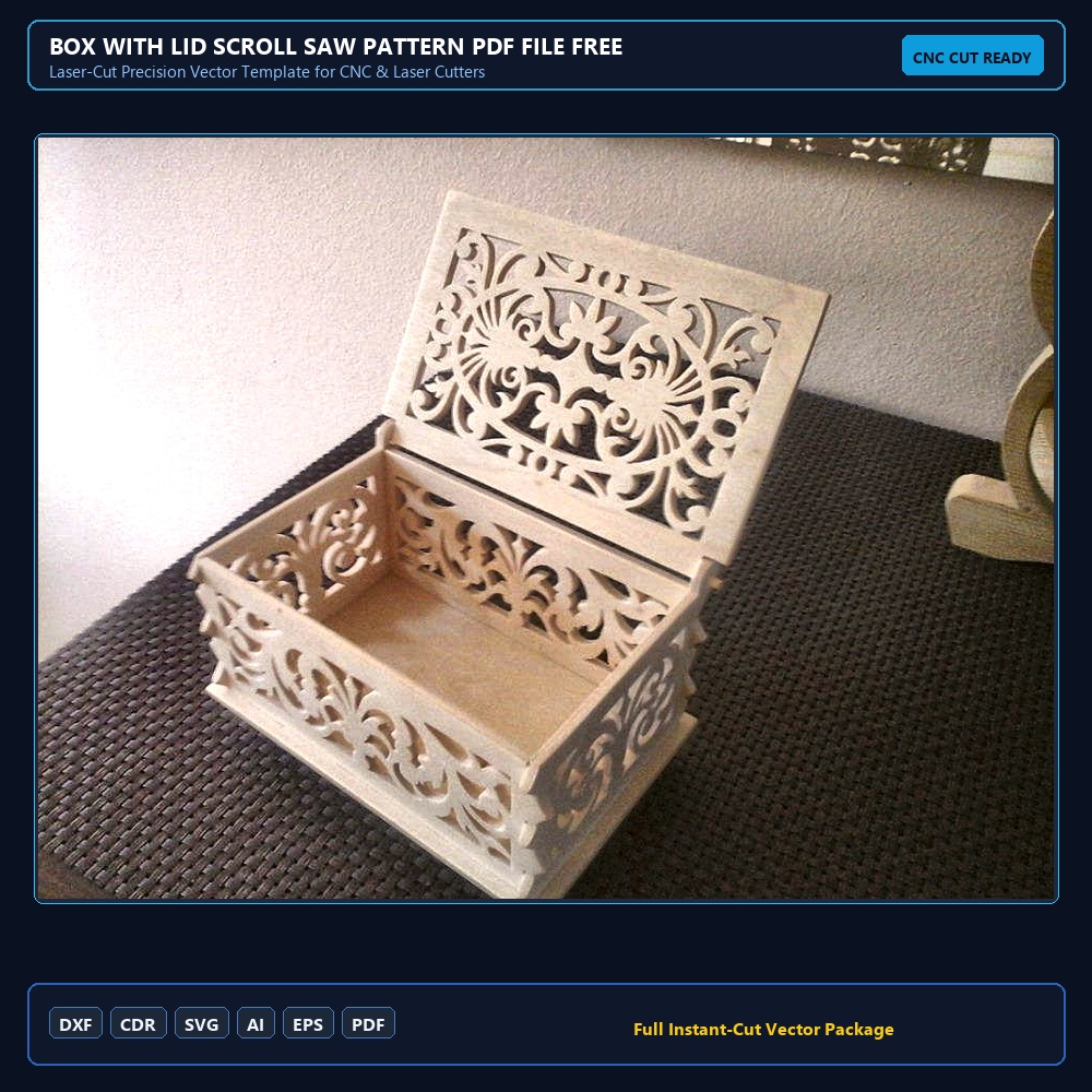 Box with Lid Scroll Saw Pattern PDF File Free Download