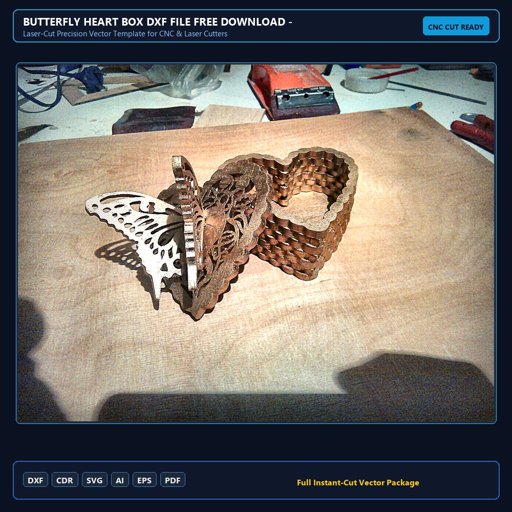 Butterfly Heart Box DXF File Free Download