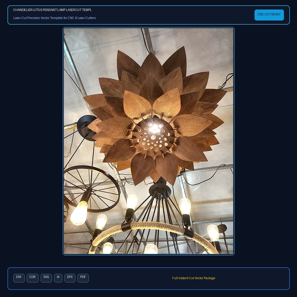 Chandelier Lotus Pendant Lamp Laser Cut Template