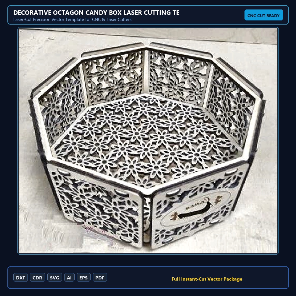 Decorative Octagon Candy Box Laser Cutting Template