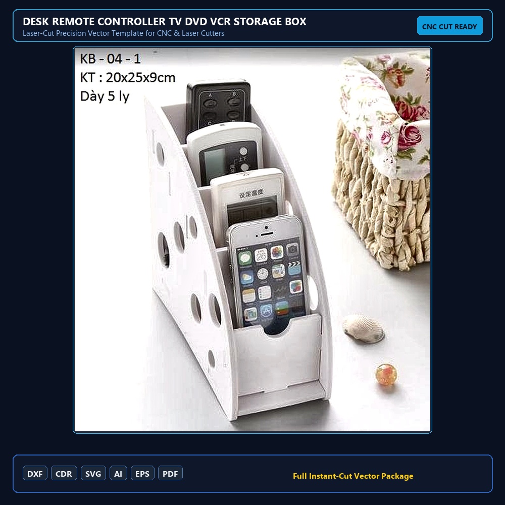 Desk Remote Controller TV DVD VCR Storage Box