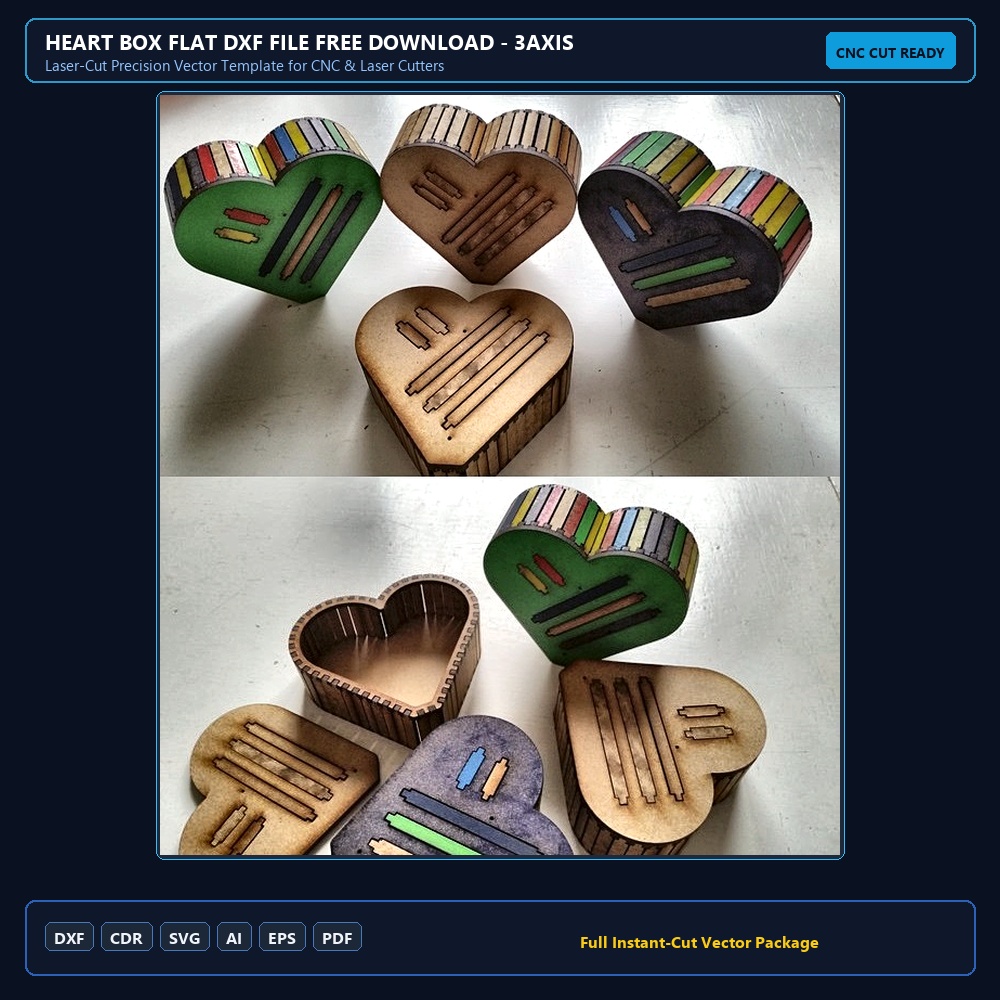 Heart Box Flat DXF File Free Download