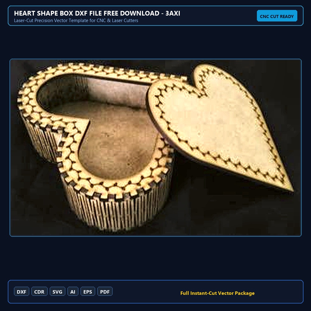 Heart Shape Box DXF File Free Download