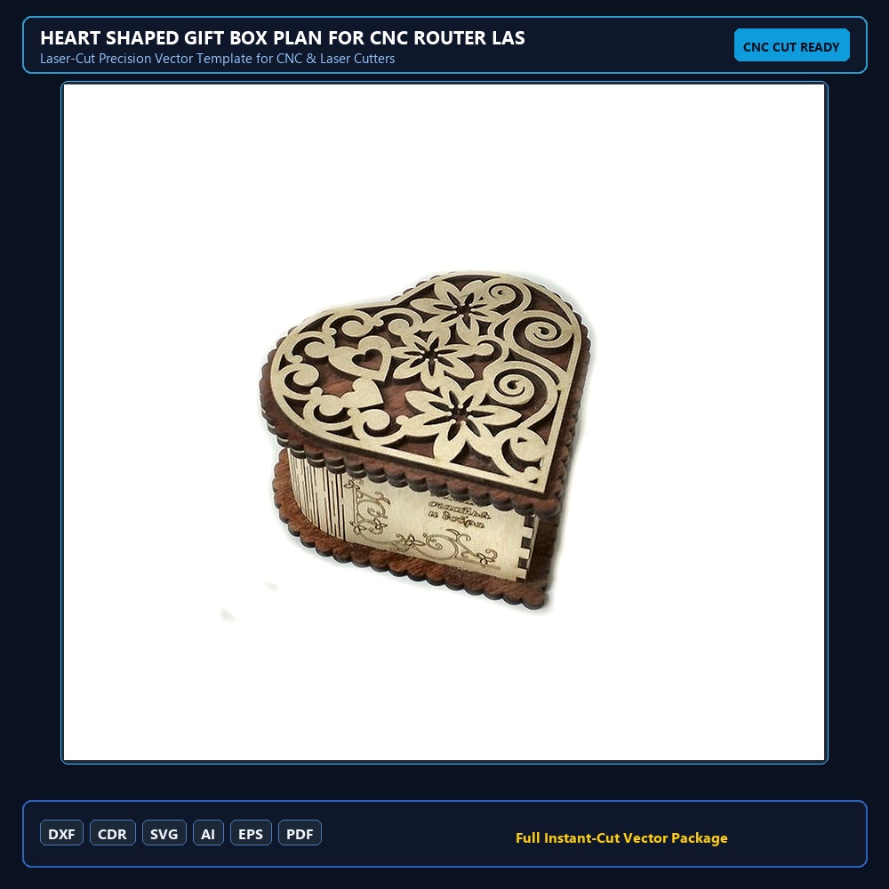 Heart Shaped Gift Box Plan for CNC Router Laser Cut