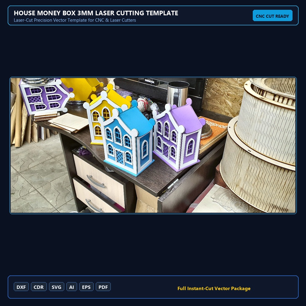 House Money Box 3mm Laser Cutting Template
