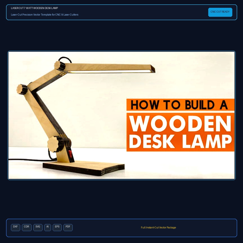 Laser Cut 7 Watt Wooden Desk Lamp