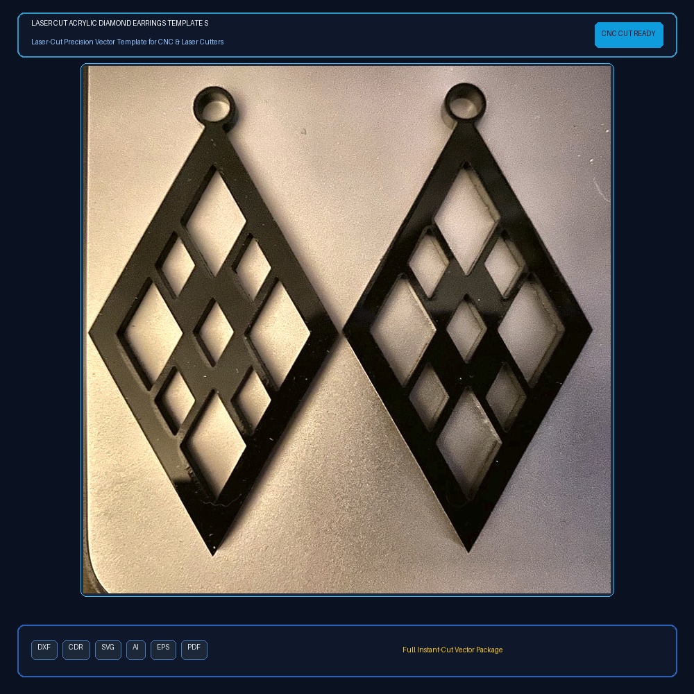 Laser Cut Acrylic Diamond Earrings Template