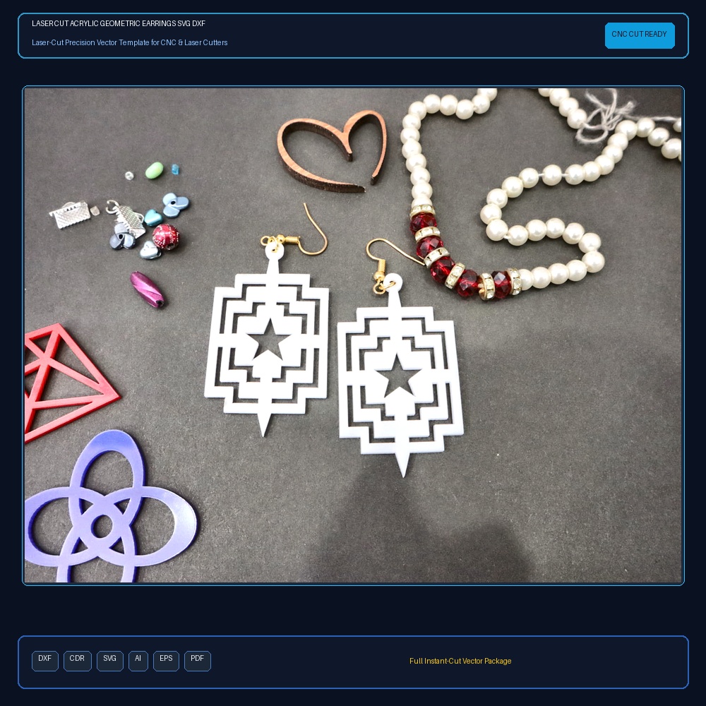 Laser Cut Acrylic Geometric Earrings