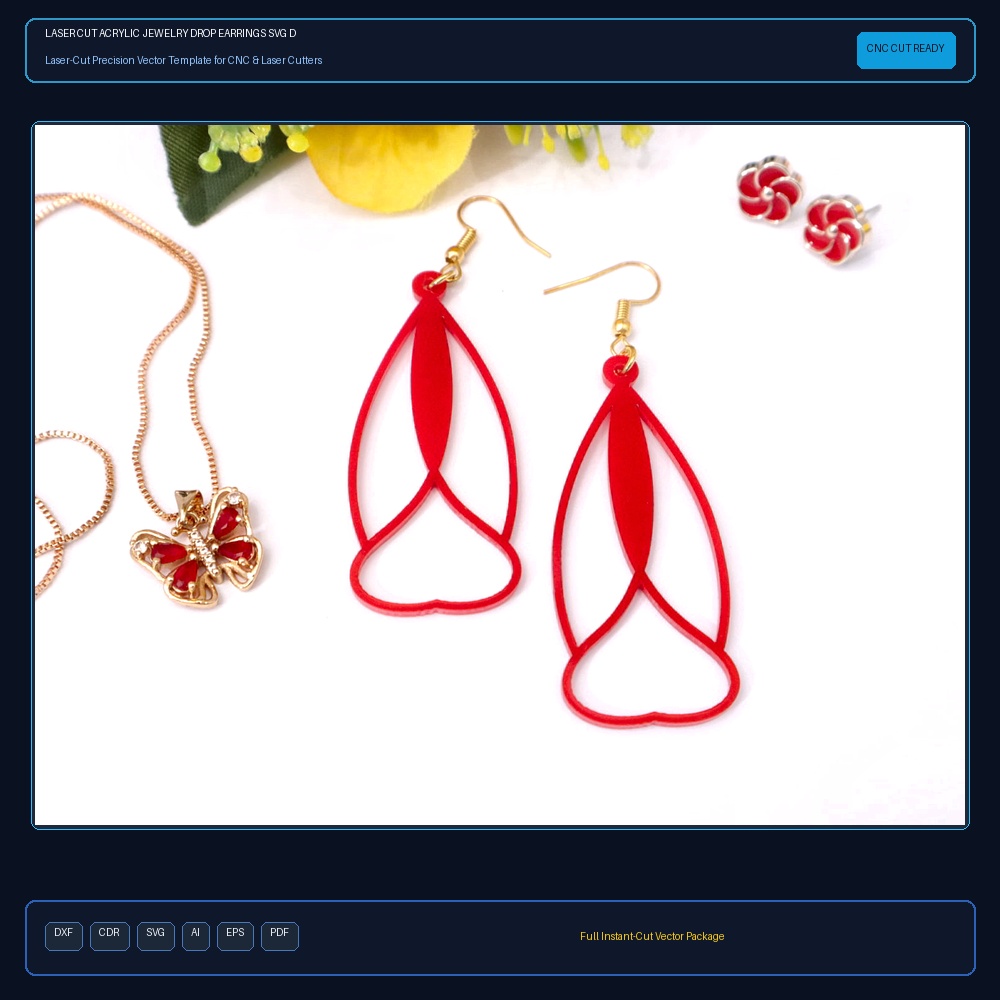 Laser Cut Acrylic Jewelry Drop Earrings SVG DXF CDR AI PDF Free Download