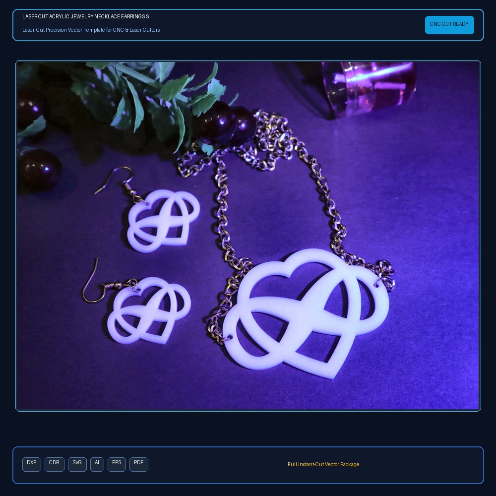 Laser Cut Acrylic Jewelry Necklace Earrings