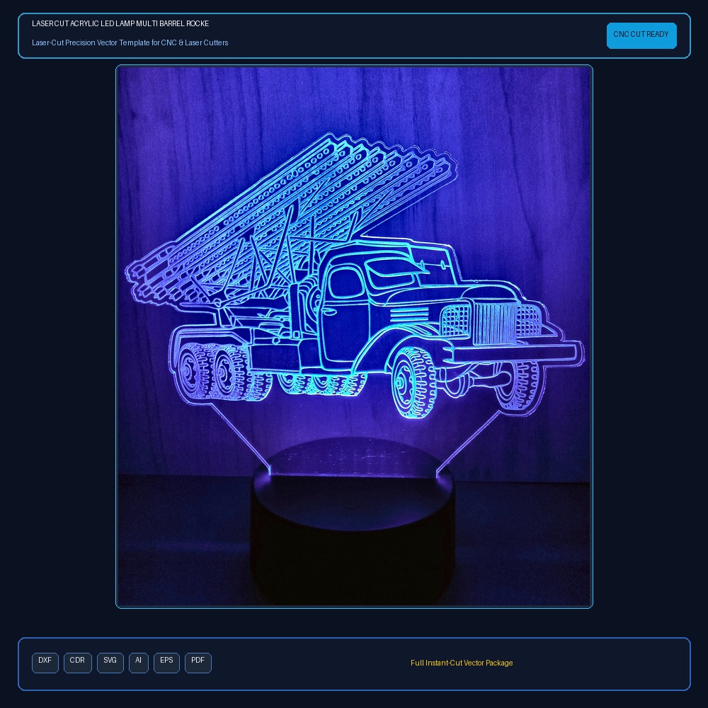 Laser Cut Acrylic LED Lamp Multi Barrel Rocket Launcher