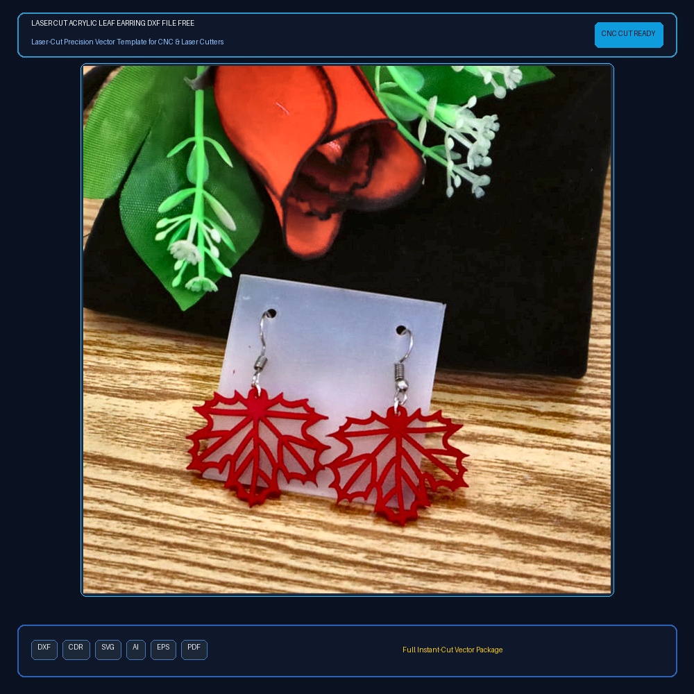 Laser Cut Acrylic Leaf Earring