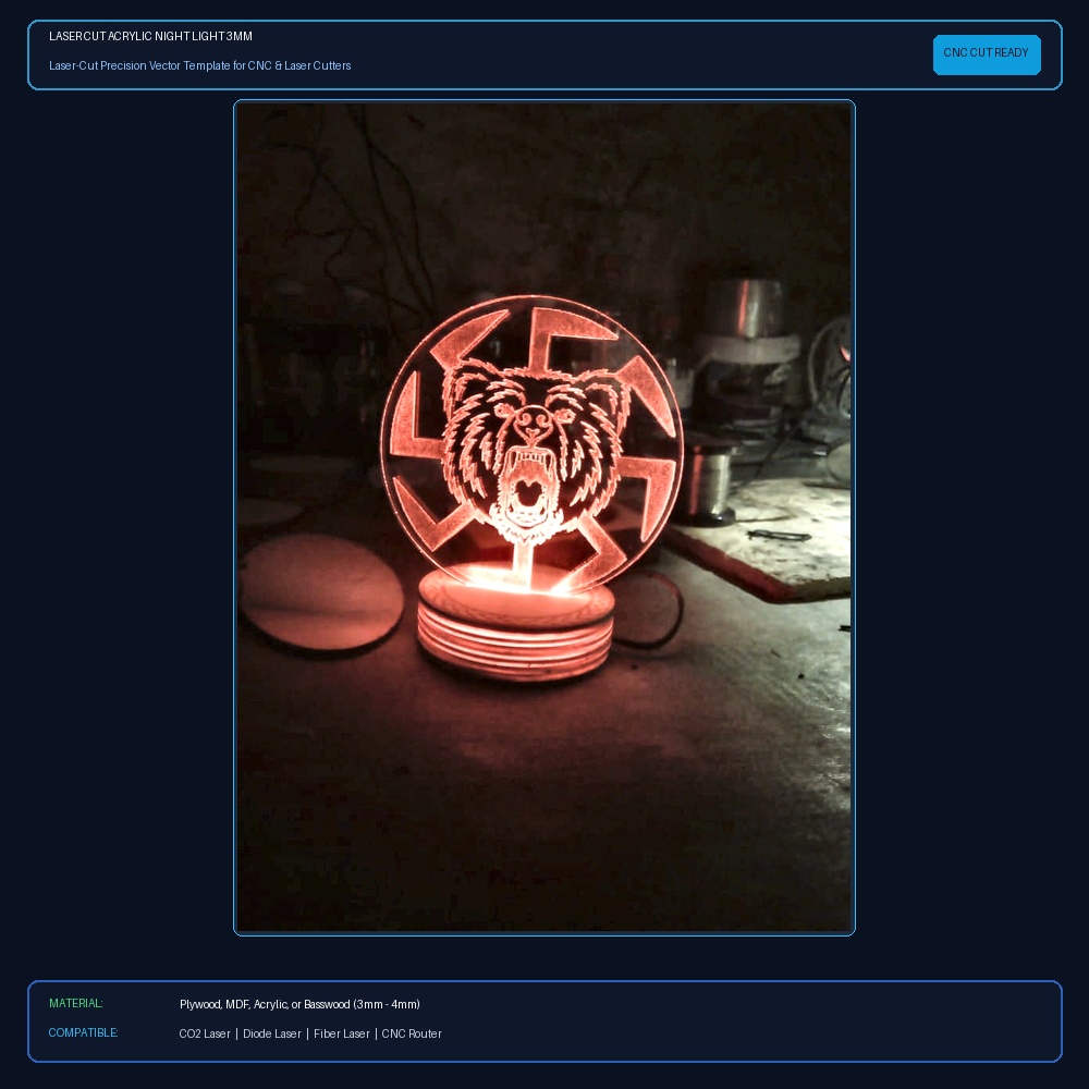 Laser Cut Acrylic Night Light 3mm View 2