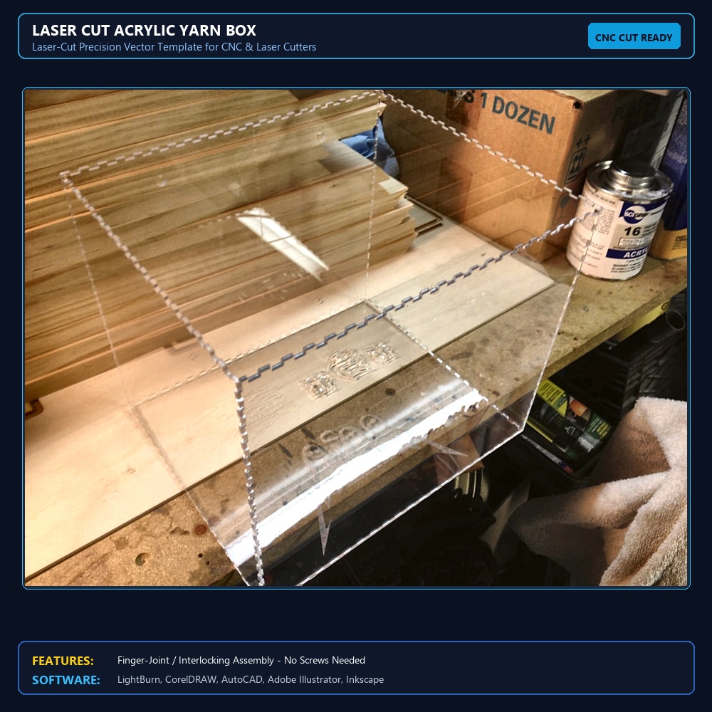 Laser Cut Acrylic Yarn Box View 3