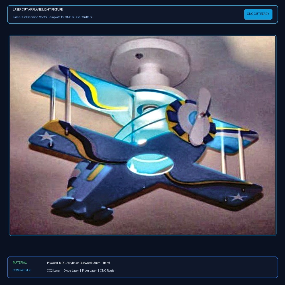 Laser Cut Airplane Light Fixture View 2
