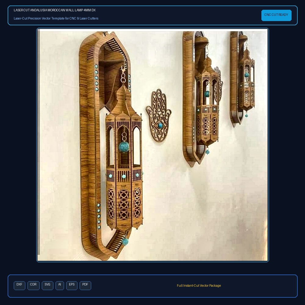 Laser Cut Andalusia Moroccan Wall Lamp 4mm DXF File Free Download