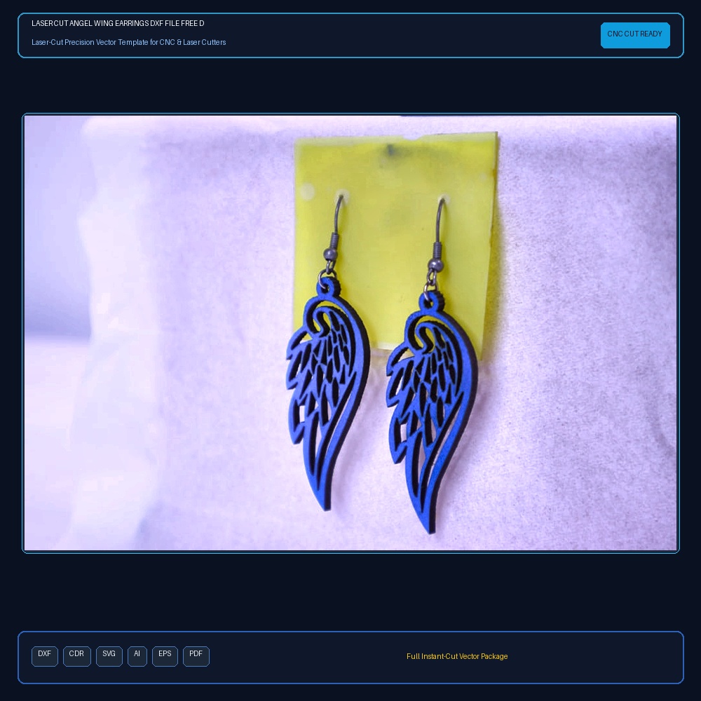 Laser Cut Angel Wing Earrings DXF File Free Download