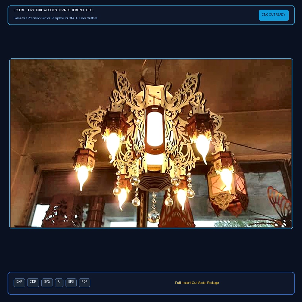 Laser Cut Antique Wooden Chandelier CNC Scroll Saw Plans