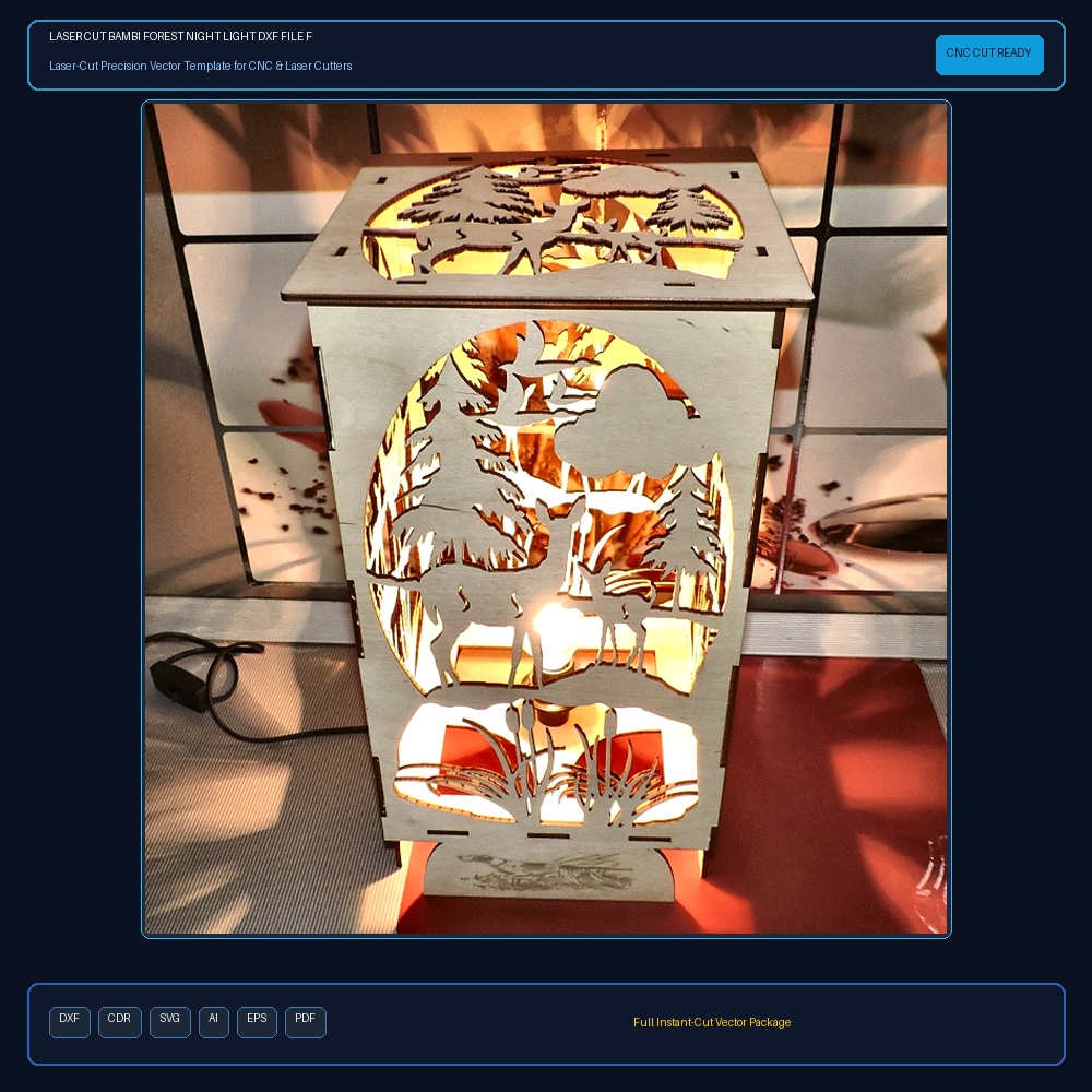 Laser Cut Bambi Forest Night Light DXF File Free Download