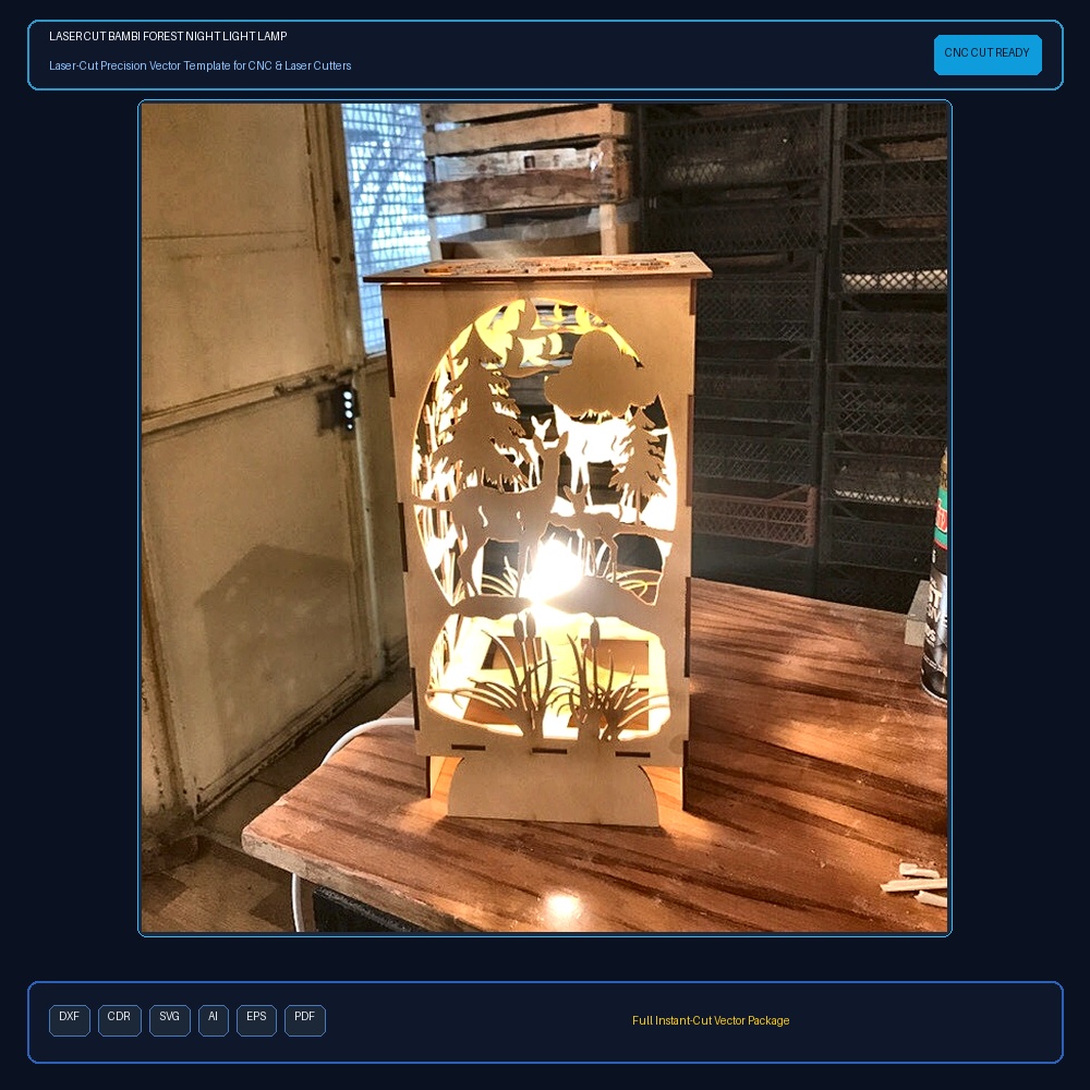 Laser Cut Bambi Forest Night Light Lamp