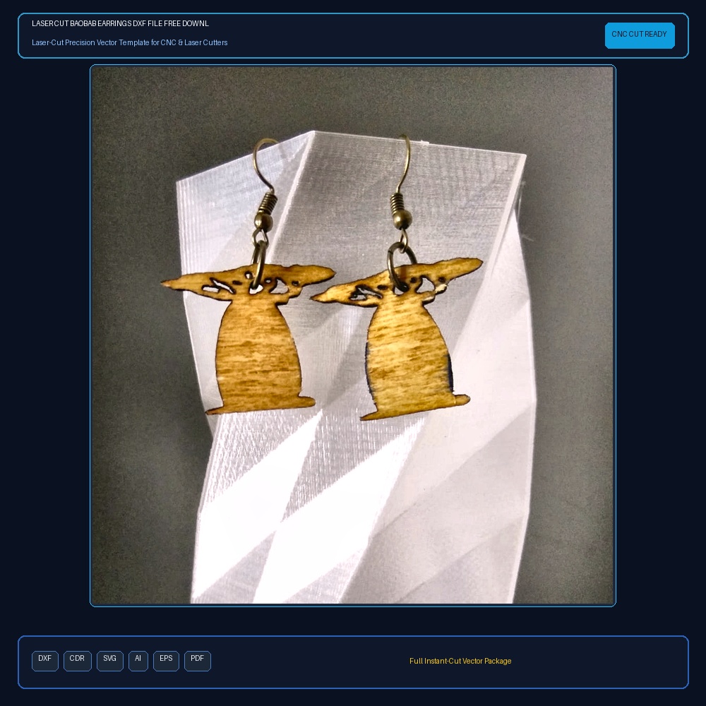 Laser Cut Baobab Earrings DXF File Free Download