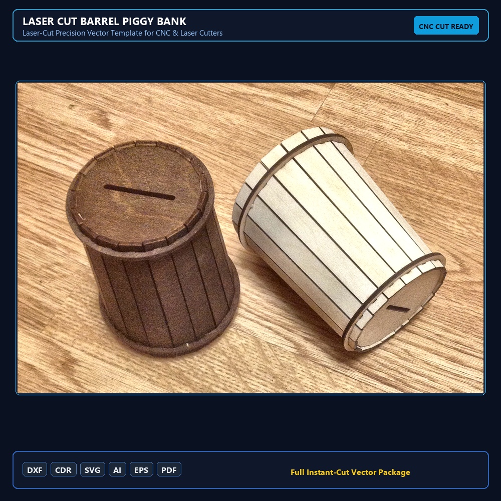 Laser Cut Barrel Piggy Bank
