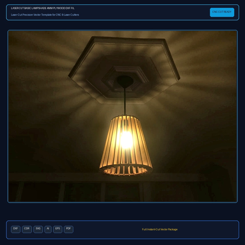 Laser Cut Basic Lampshade 4mm Plywood DXF File Free Download