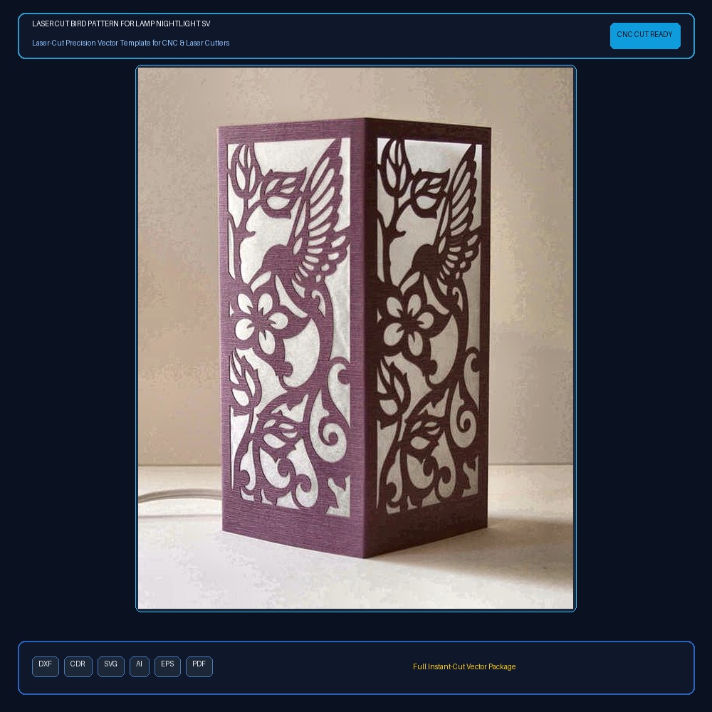 Laser Cut Bird Pattern For Lamp Nightlight