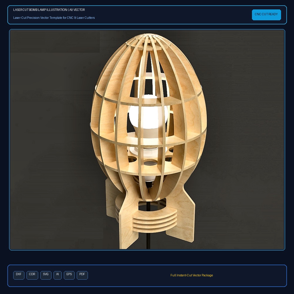 Laser Cut Bomb Lamp Illustration (.ai) vector file