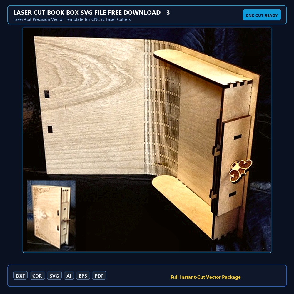 Laser Cut Book Box SVG File Free Download