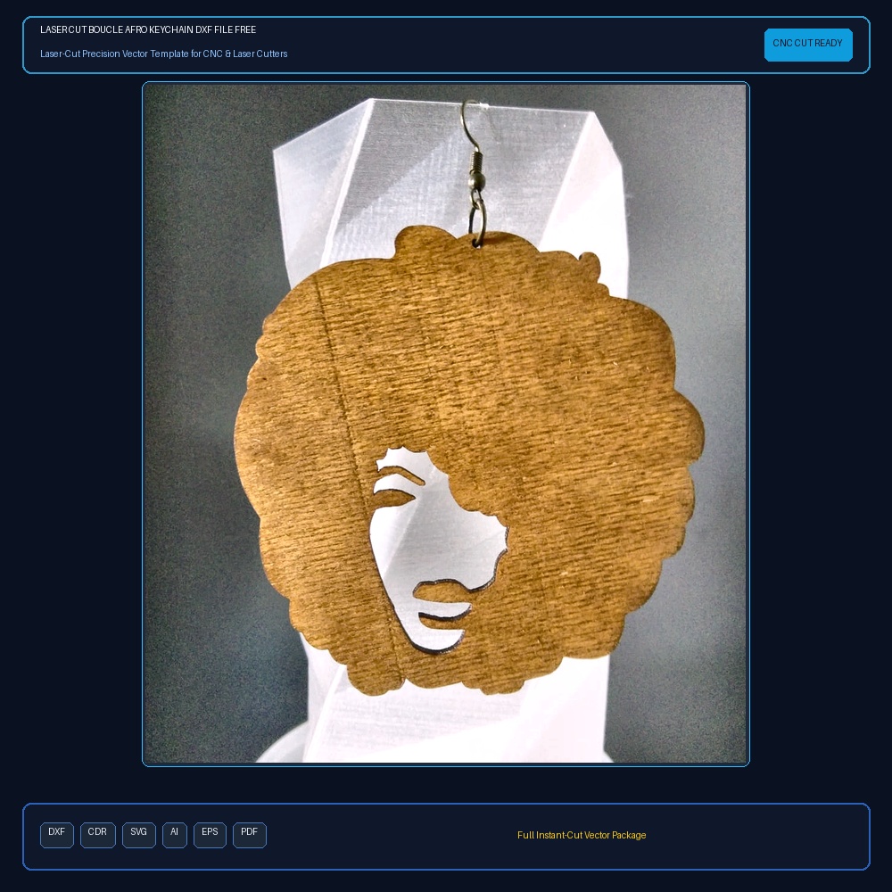 Laser Cut Boucle Afro Keychain DXF File Free Download
