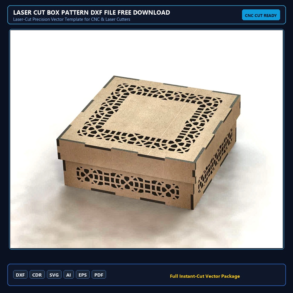 Laser Cut Box Pattern DXF File Free Download