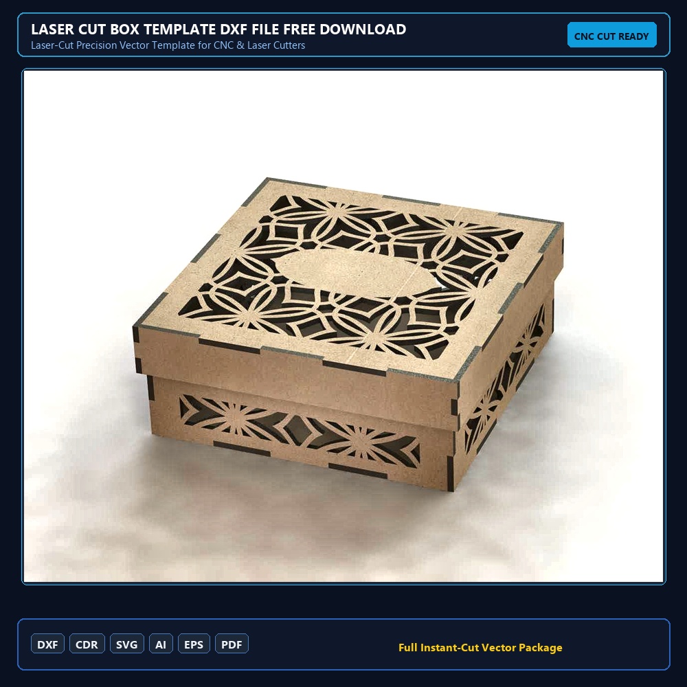 Laser Cut Box Template DXF File Free Download