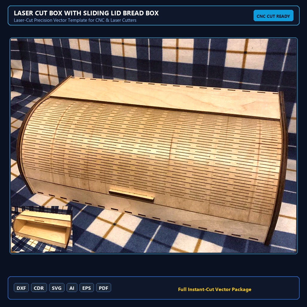 Laser Cut Box With Sliding Lid Bread Box