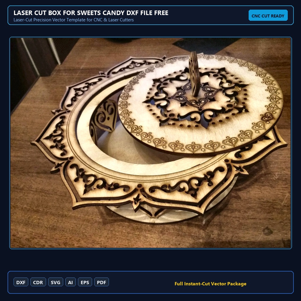 Laser Cut Box for Sweets Candy DXF File Free Download