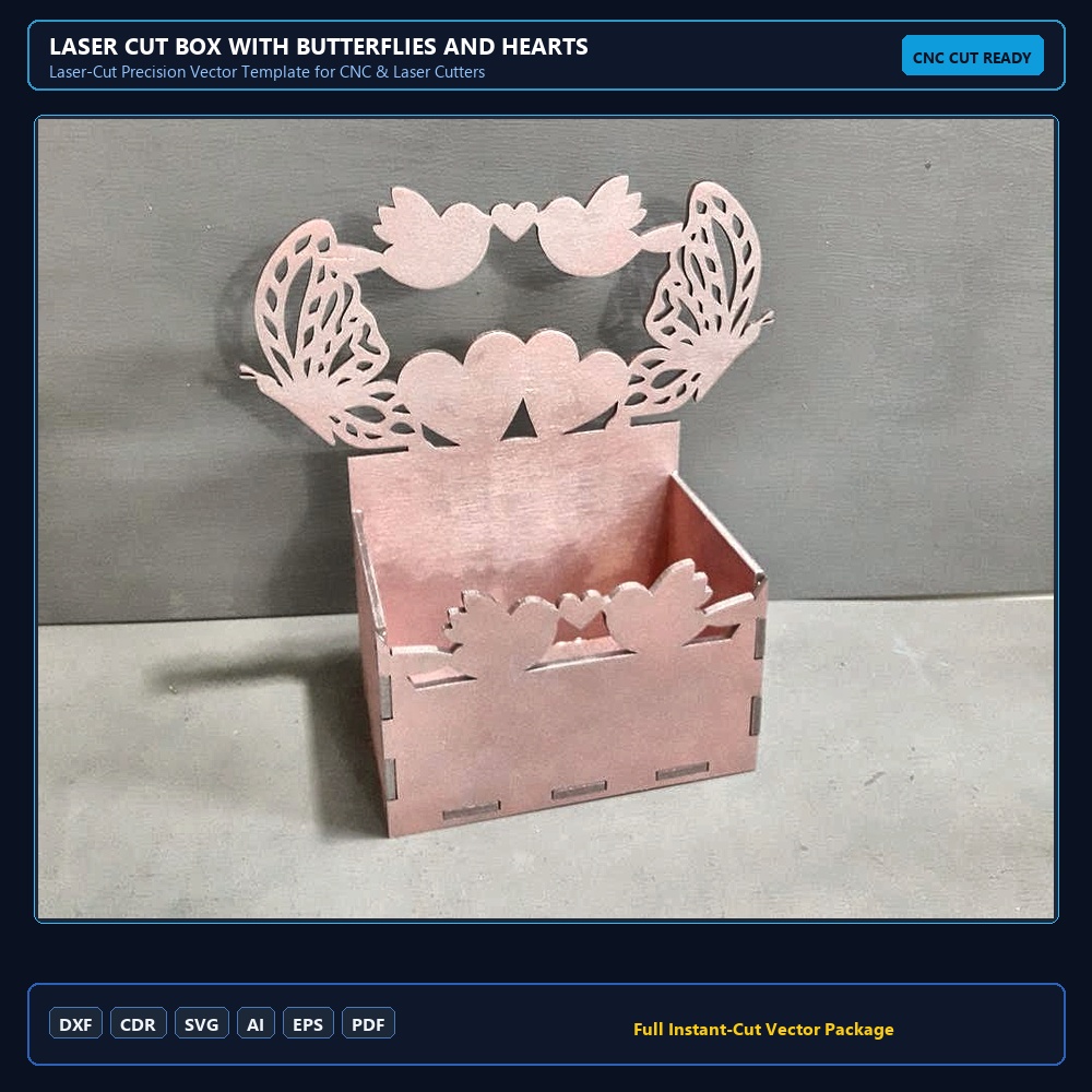 Laser Cut Box with Butterflies and Hearts