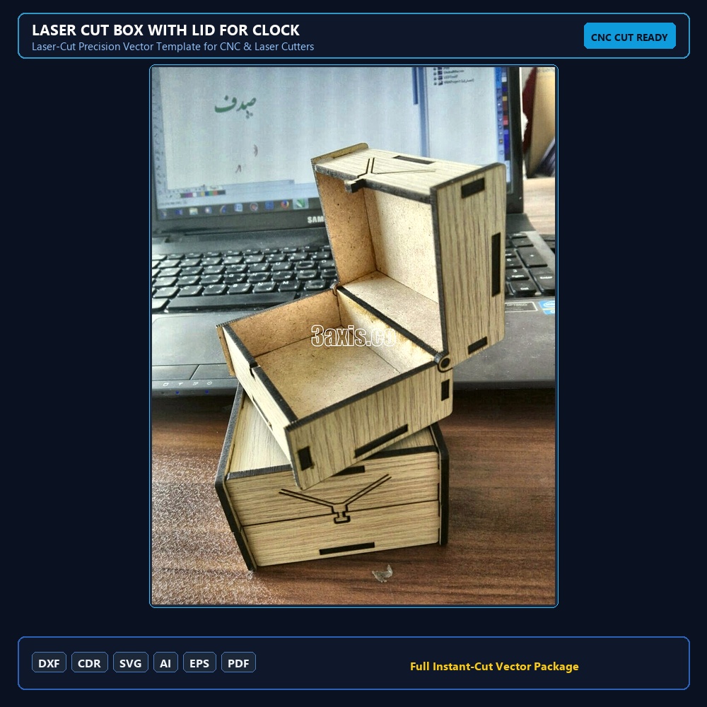 Laser Cut Box with Lid for Clock