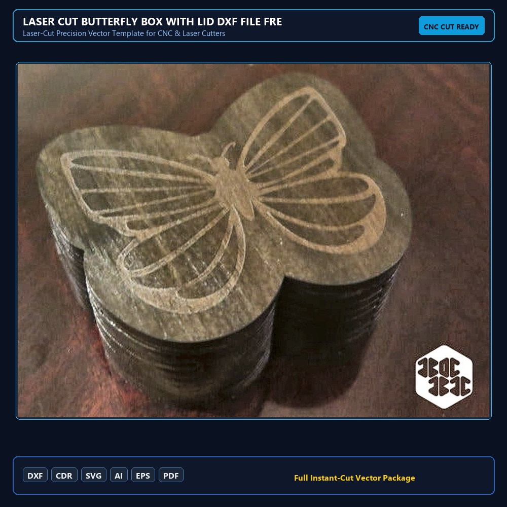 Laser Cut Butterfly Box With Lid DXF File Free Download