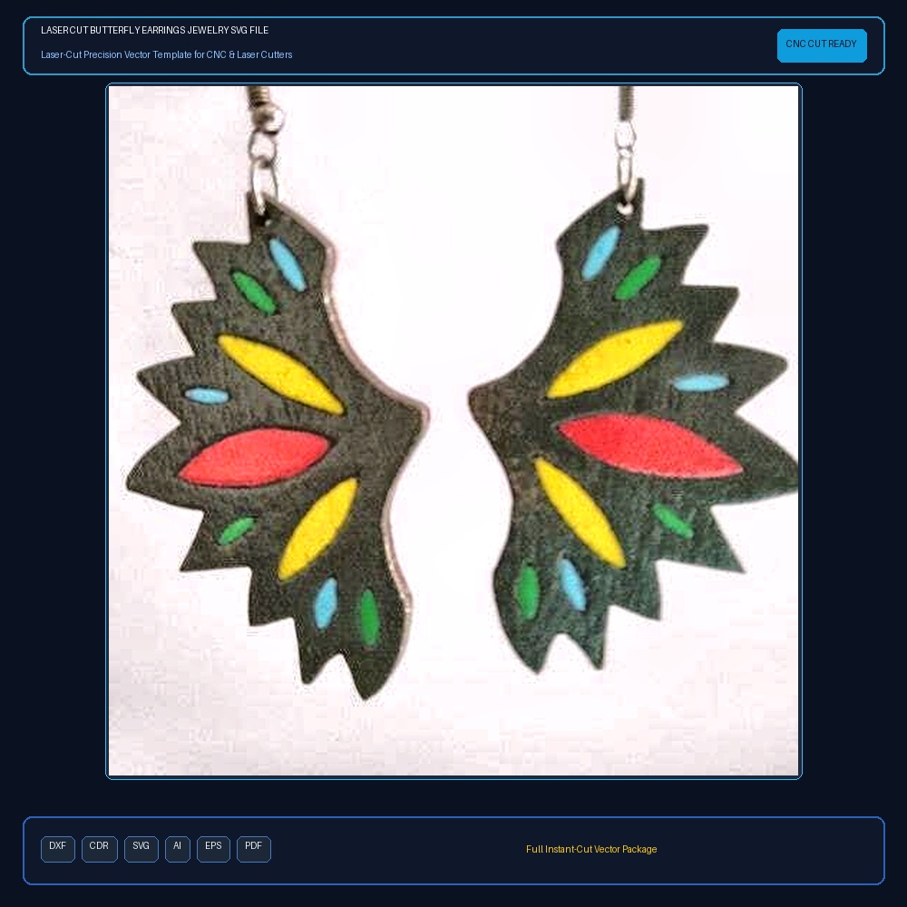 Laser Cut Butterfly Earrings Jewelry SVG File Free Download