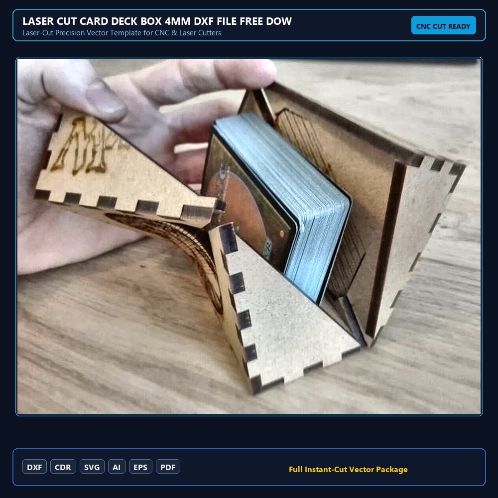 Laser Cut Card Deck Box 4mm DXF File Free Download