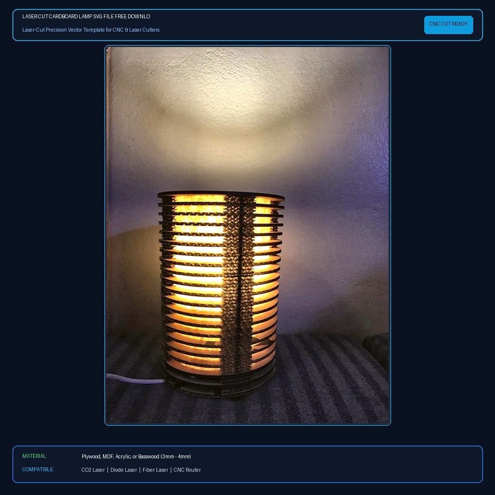 Laser Cut Cardboard Lamp SVG File Free Download View 2