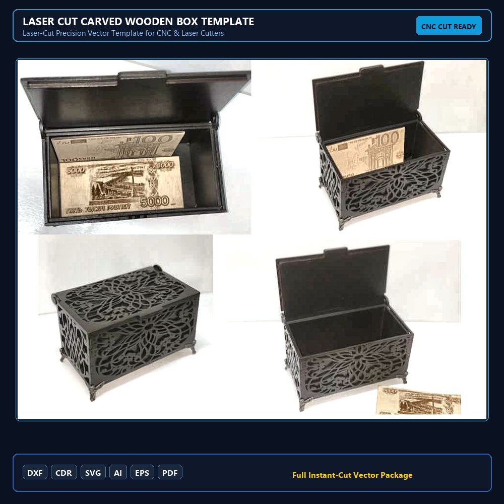 Laser Cut Carved Wooden Box Template