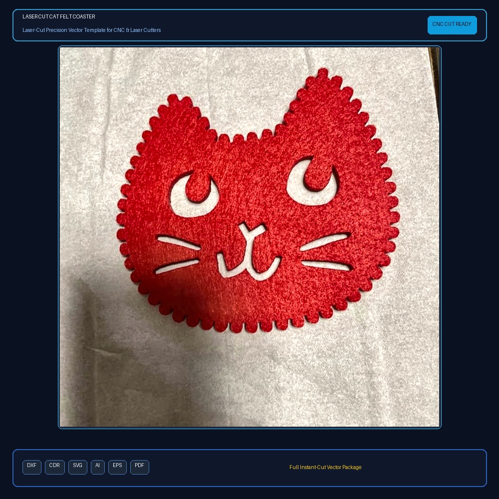 Laser Cut Cat Felt Coaster