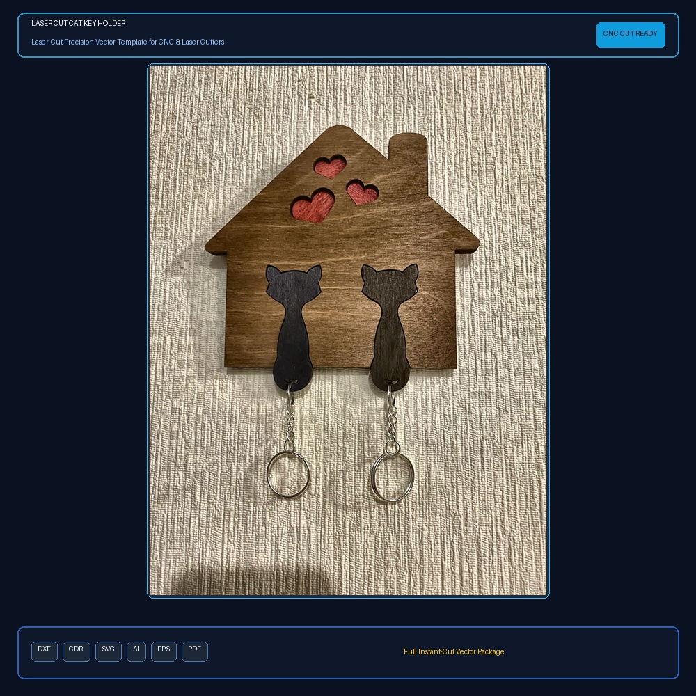 Laser Cut Cat Key Holder