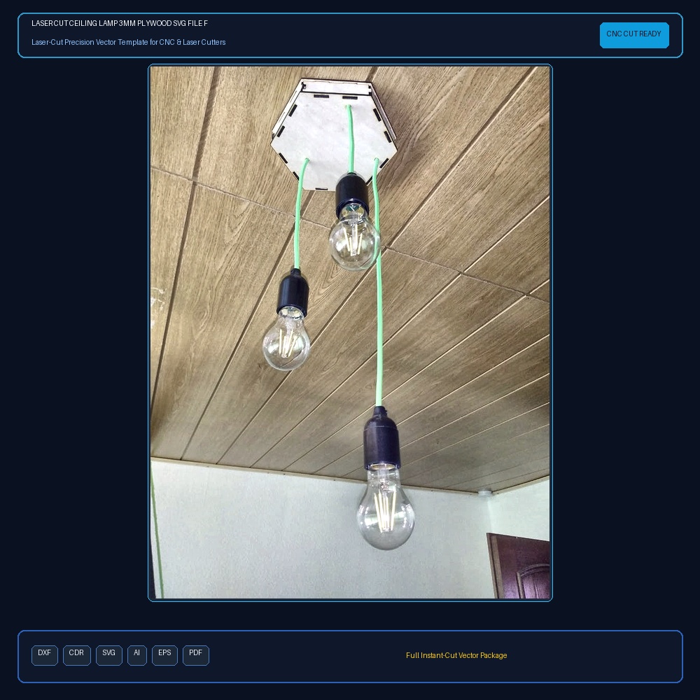 Laser Cut Ceiling Lamp 3mm Plywood SVG File Free Download
