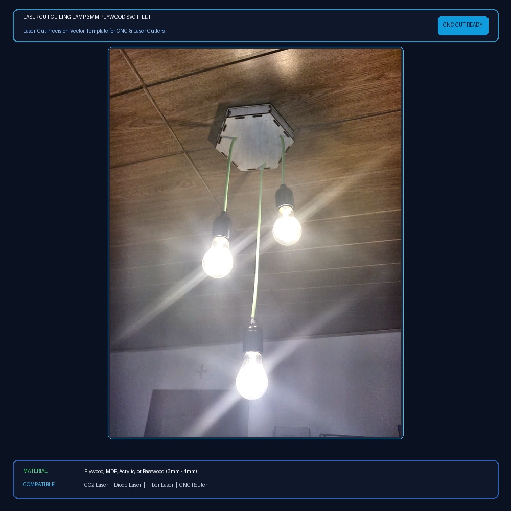 Laser Cut Ceiling Lamp 3mm Plywood SVG File Free Download View 2