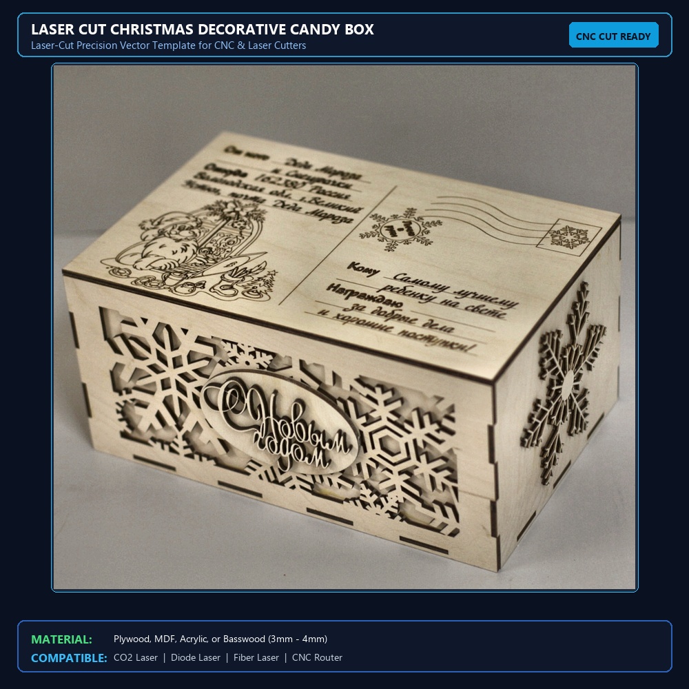 Laser Cut Christmas Decorative Candy Box View 2