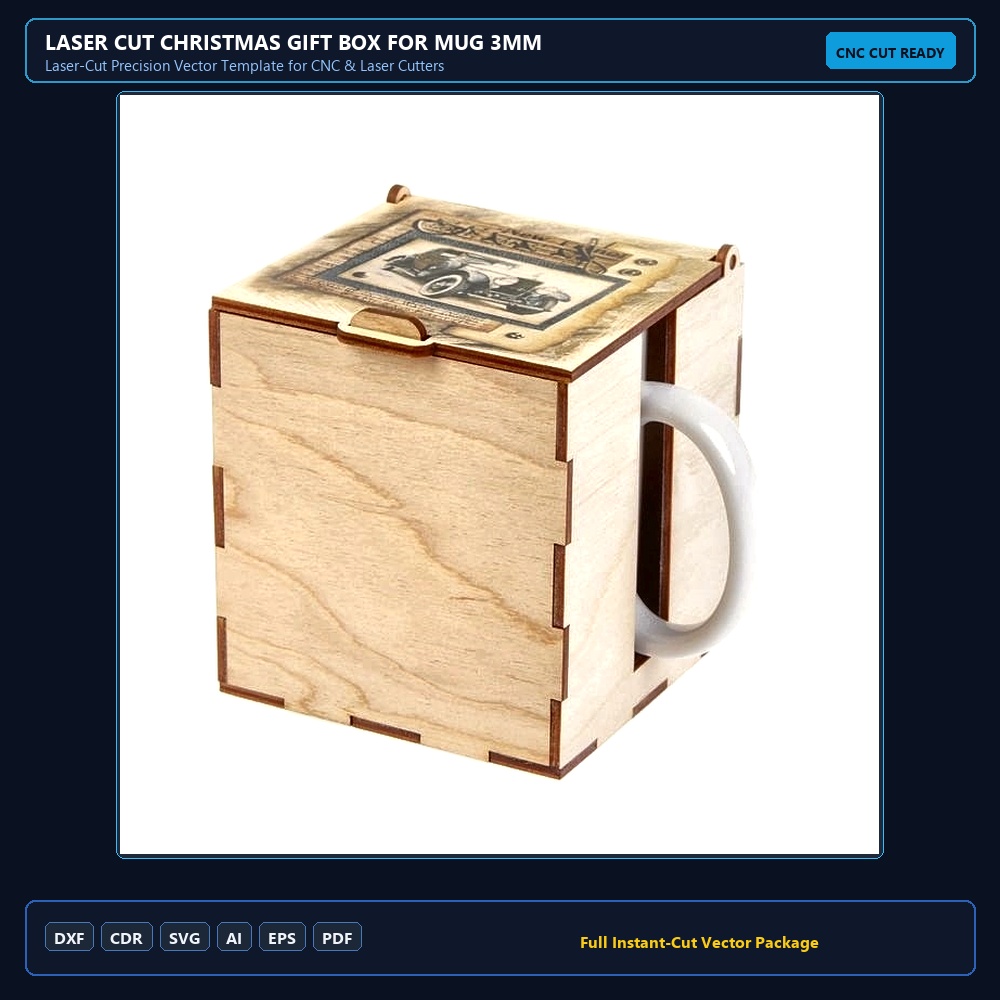 Laser Cut Christmas Gift Box For Mug 3mm