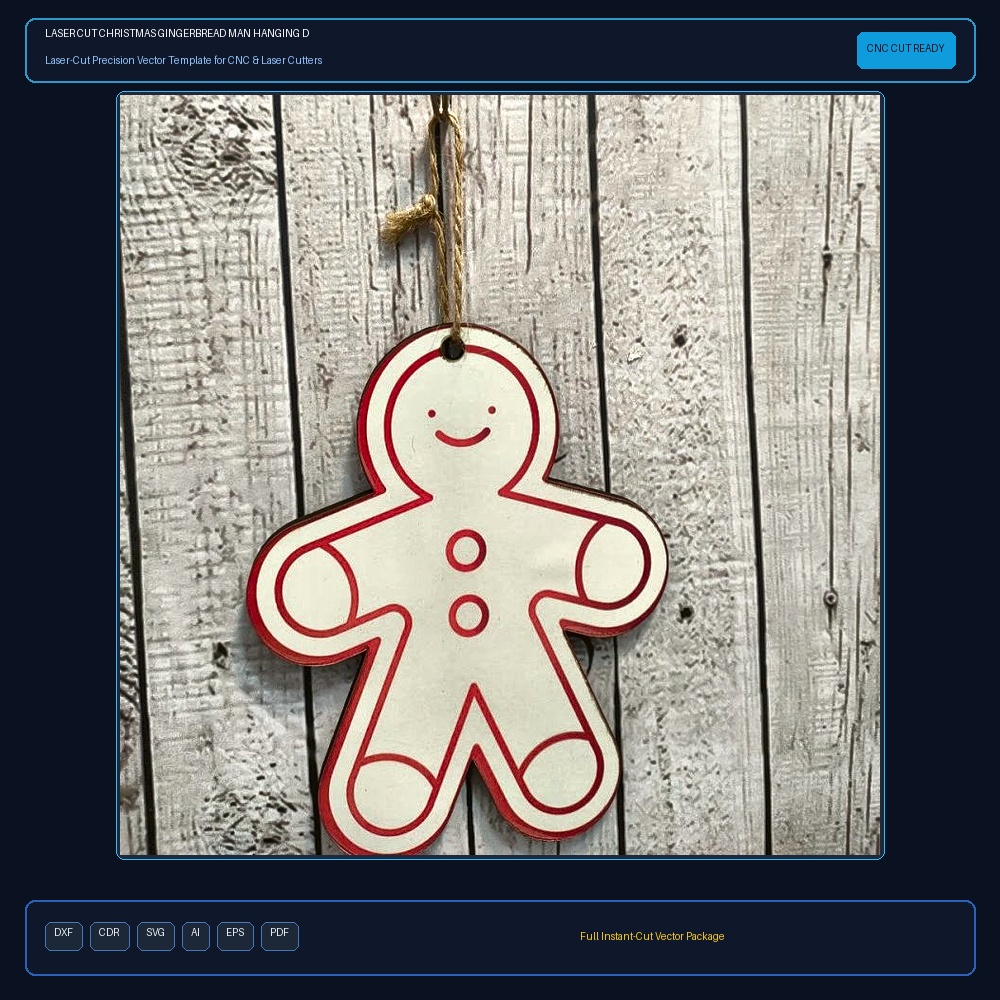 Laser Cut Christmas Gingerbread Man Hanging Decor